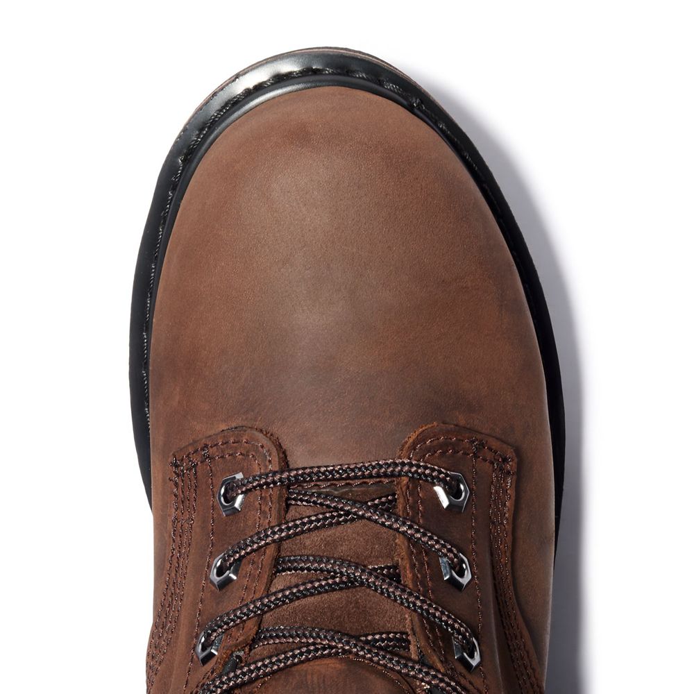 Timberland Μποτακια Εργασίας Ανδρικα Καφε - Pro® Pit Boss 6\" Soft Toe - Greece 9132765-UL